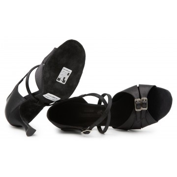 Женские туфли для бальных танцев DanceMaster 161 латина черная каблук 7 см